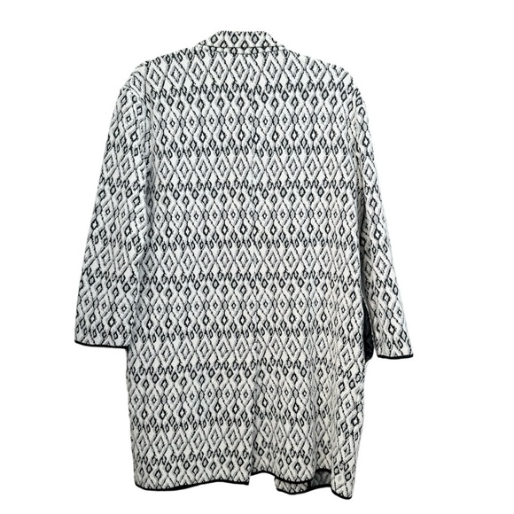 Philosophy Open front Long Duster Cardigan Diamond pattern white black Medium - Picture 2 of 11